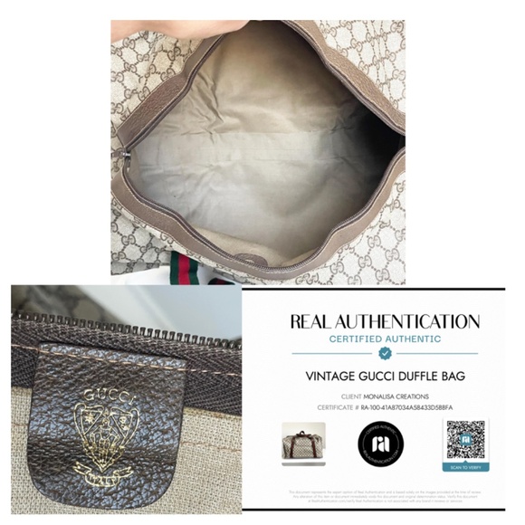 Gucci Duffle Bag GG Logo Canvas Brown Leather Trim Folding Travel Carry On 80s - Picture 15 of 15